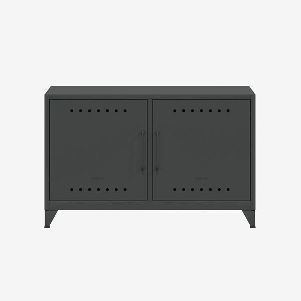 Buffet Bisley Fern Cabby, avec étagère fixe, sortie de câble dans la paroi arrière et support de câble Velcro, gris anthracite (634), FERCAB634