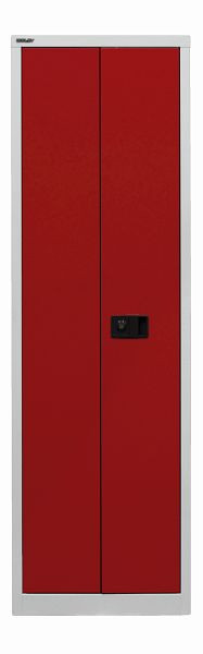 Armoire universelle Bisley à portes battantes, 4 étagères, 5 OH, corps gris clair, façades rouge cardinal, E782A04B6506