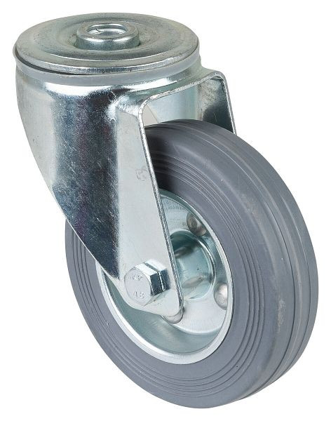 Rouleau de transport BS rollers, largeur de roue 30 mm, Ø roue 100 mm, capacité de charge 70 kg, bande de roulement en caoutchouc gris, roulement à rouleaux, lot de 2, L101.B56.100