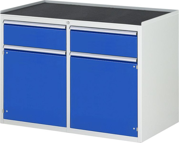 Armoire à tiroirs RAU série 7000 L1145xP650xH825mm, tiroir gauche H180mm porte battante, tiroir droit H180mm porte battante, support métallique, 03-LL5.8.8A-MT.11