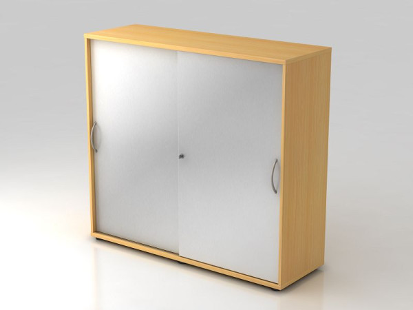 Hammerbacher armoire à portes coulissantes 3OH 120cm poignée arquée hêtre/argent, 120x40x110 cm (LxPxH), V1753S/6/S/BM
