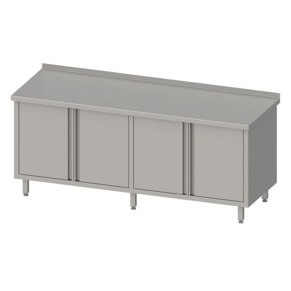 Armoire de travail Stalgast avec portes battantes 2000x600x850mm, avec dosseret, soudée, VAS20601A