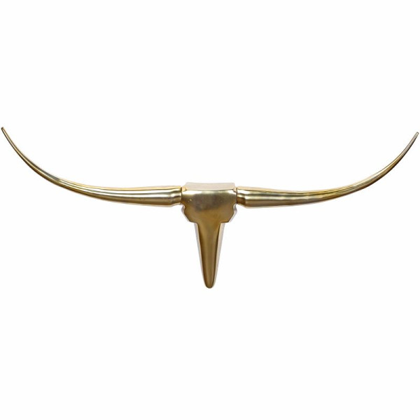 Wohnling Bois décoratif Taureau M Or 100 cm Cornes Design en Aluminium, Décoration Murale Corne de Taureau Moderne, WL1.392