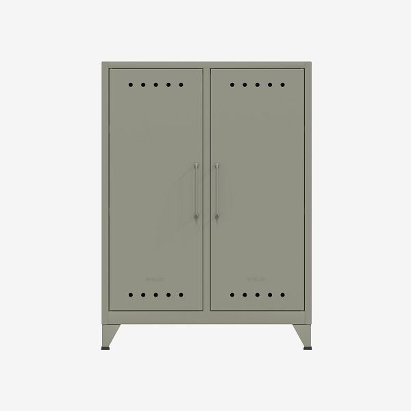 Buffet central Bisley Fern, avec deux étagères fixes, gris clair (645), FERMID645