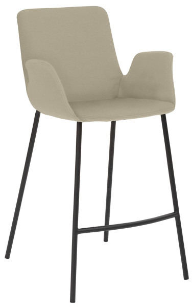 Tabouret Mayer Sitzmöbel , structure 4 pieds, revêtement par poudre noir, accoudoirs intégrés, entièrement rembourré, hauteur d'assise 65 cm, taupe, 1222_V3_30484