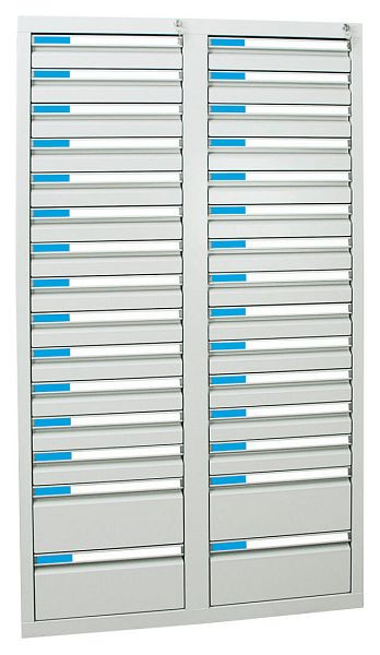 armoire à tiroirs émoussés série ESTA, RAL 7035/7035, 30 tiroirs (26x100, 4x200 mm), 7604607