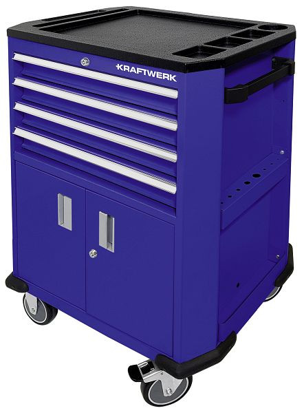 Chariot d'atelier Kraftwerk P206 bleu avec double porte + 4 tiroirs, vide, 2906BU