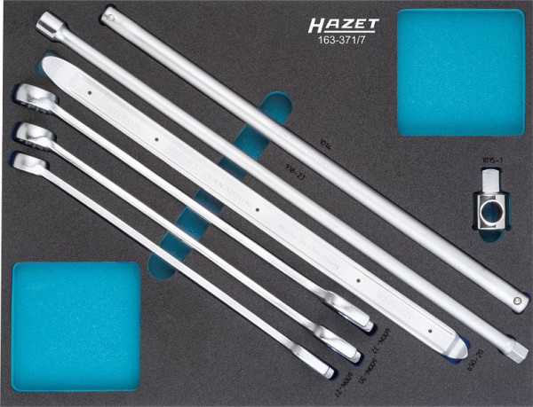 Jeu d'outils Hazet, profil de traction double hexagonal externe, profil hexagonal externe, carré plein 12,5 mm, nombre d'outils : 7, 163-371/7
