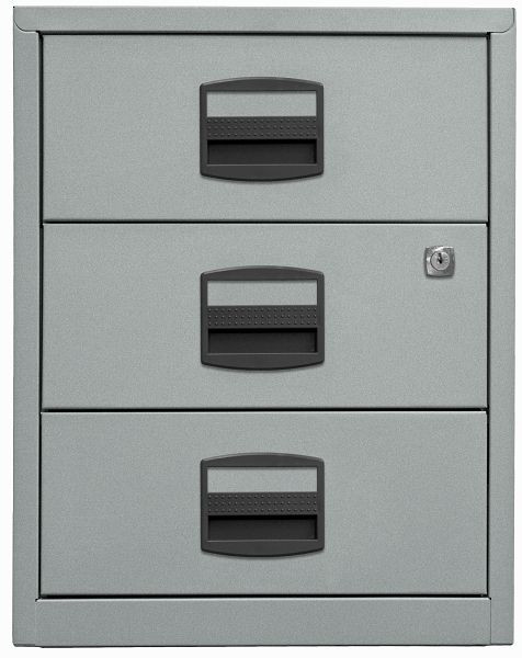 Armoire latérale mobile Bisley PFA, 3 tiroirs universels, argent, PFAM3S355