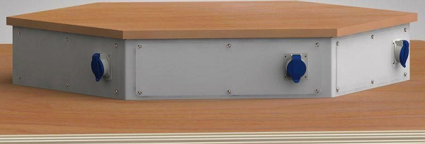 Fixation énergétique KLW à 6 angles pour une longueur de poste de travail 1350 mm, avec plaque de recouvrement en hêtre multiplex, 6E-EAB-K135-001