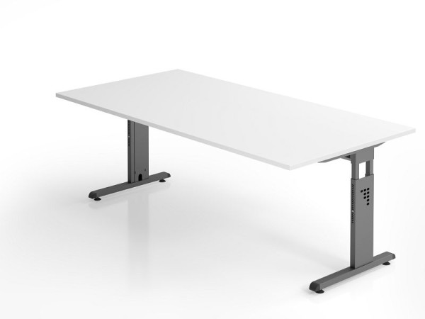 Bureau Hammerbacher OS2E, 200 x 100 cm, plateau : blanc, épaisseur 25 mm, chant ABS 2 mm, forme rectangulaire, VOS2E/W/G