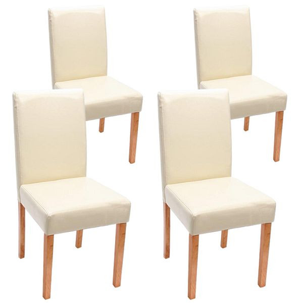 Mendler ensemble de 4 chaises de salle à manger chaise chaise de cuisine Littau, cuir, pieds clairs crème, 24483