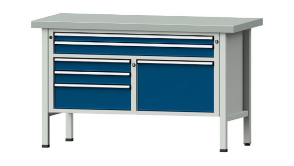 Établis ANKE établi à caissons, modèle 257 V, 1500 x 700 x 900 mm, RAL 7035/5010, ZBP 50 mm, 304.127