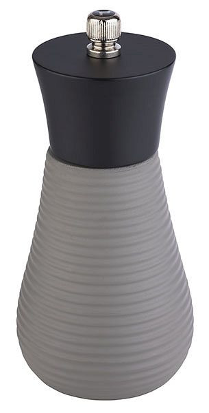 Moulin à poivre APS -ELEMENT-, Ø 7,5 cm, hauteur : 15,5 cm, béton, bois, couleur : gris / noir, broyeur en acier au carbone, 40557