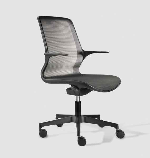 Chaise de bureau pivotante Bisley LOOP, design minimaliste, dossier et assise recouverts de résille, LOOPSCM0900
