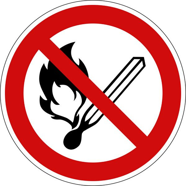 Panneau d'interdiction Eichner "Pas de flammes nues ni de fumer", O 10 cm, film PVC, autocollant pour l'intérieur et l'extérieur, 9225-10030-010