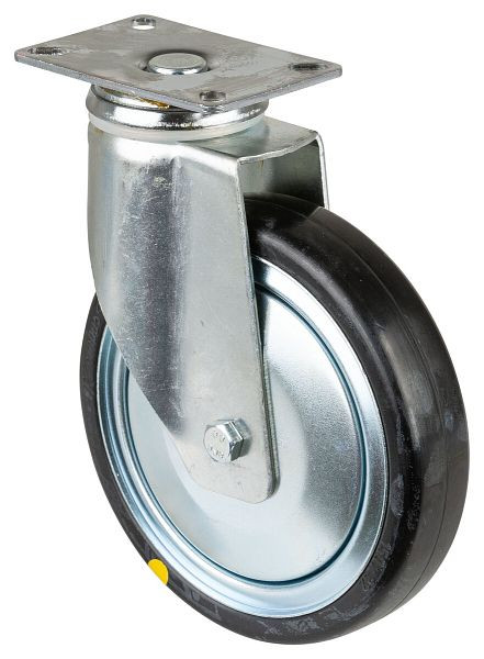 Roulettes BS Roulette pour appareils lourds, largeur 32 mm, Ø150 mm, 100 kg, caoutchouc gris, conducteur d'électricité, corps de roue en plastique, roulement à billes, platine, C100.A89.150