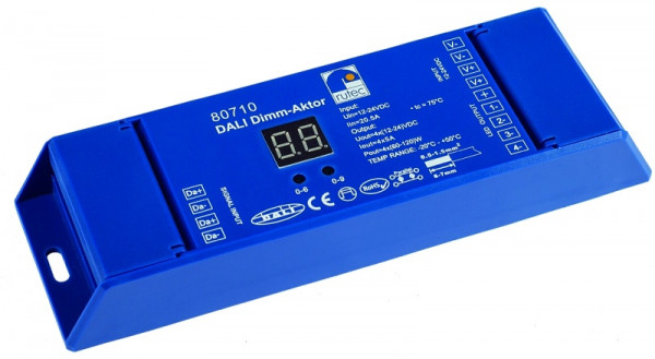 rutec Projekt Actionneur de variation DALI 4x1 canal 1 adresse, Actionneur de variation DALI 240W / 12V 480W / 24V monochrome, PHZ710