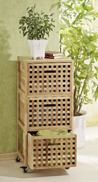 Conteneur roulant Metra, 3 boîtes, design grillagé, bois de noyer, 10026