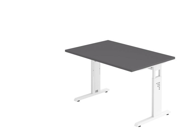 Bureau Hammerbacher pied C 120x80cm graphite/blanc, hauteur de travail 65-85 cm, VOS12/G/W