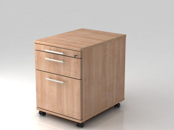Conteneur roulant Hammerbacher 58cm, 1 tiroir, 1HR, poignée de garde-corps verrouillable noyer, 42,8x58x59 cm, 1/3/6 HE, VAC20/N/N/RE