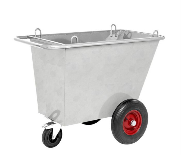 Chariot à déchets Kongamek 400 l avec roues pneumatiques non gonflables, galvanisé, KM400-HDG-PF