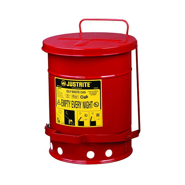 Conteneur d'élimination d'huile Justrite avec SoundGard 908, 30,2 cm x 40,3 cm, rouge, JCN09108RD
