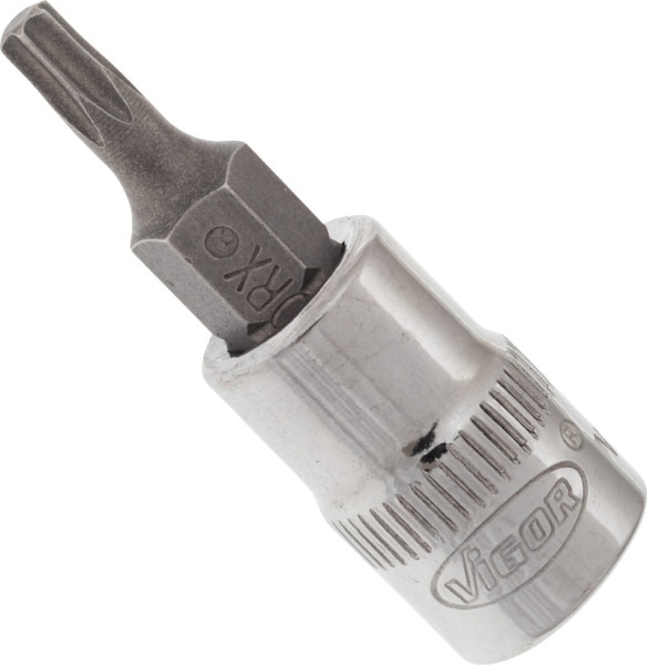 Embout de tournevis VIGOR TORX, carré creux 6,3 mm (1/4 pouce), profil TORX interne, T15, V2443N