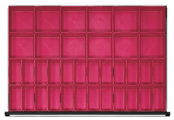 ANKE boîtes de petites pièces; pour tiroir 900 x 600 mm (LxP); 12 pièces de 150 x 150 mm + 24 pièces de 75 x 150 mm