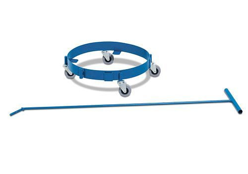 Rouleau de tambour DENIOS DT1 en acier, pour fûts de 60 litres, avec tige de traction, 100 kg max., 171-741