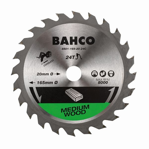 Lame de scie circulaire Bahco 136 mm 24 dents 10 mm ID bois scie sans fil 8501-136-10-24C