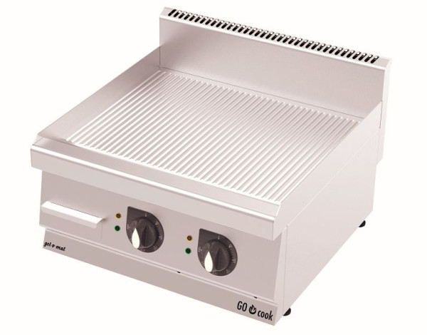 plaque de grill électrique gel-o-mat CO Cook 600, modèle GG6060E, plaque rainurée, avec bac récupérateur de graisse, 600 mm, GG6060E