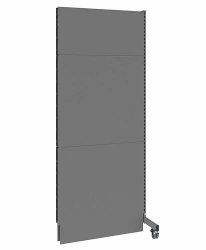 Cloison acoustique mobile DENIOS, panneau rapporté, L 1000, H 2500 mm, tôle perforée acoustique sur deux faces, grise, 293084