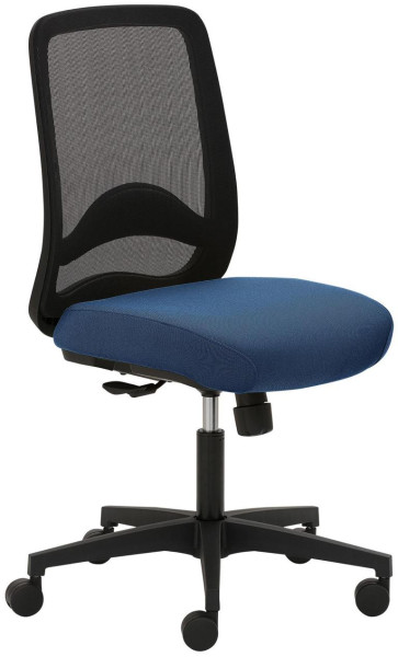 Mayer Sitzmöbel chaise pivotante, dossier bas en résille noir, siège très rembourré, bleu, 2218_30612