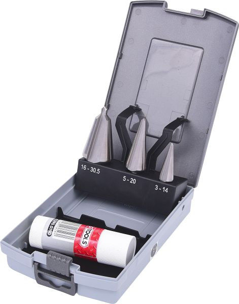 KS Tools HSS Co jeu de forets à éplucher la tôle, cassette en plastique 4 pièces, 336.0543
