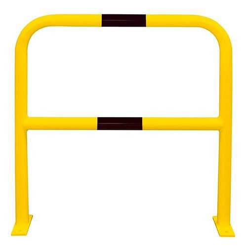 Barre de protection Moravia avec genouillère, galvanisée à chaud, revêtement jaune, 2 bandes noires, à cheviller, 311113
