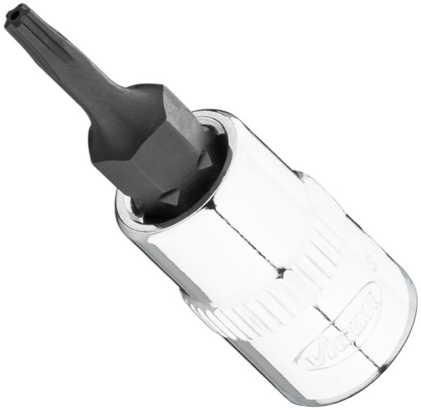 Embout de tournevis VIGOR T-Plus, carré 6,3 mm (1/4 pouce), profil interne 5 étoiles avec tenon, T8+H, V7037-IPR8