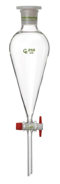Ampoule à décanter Rettberg, 2000 ml, Squibb, graduée, bouchon PTFE NS 18,8/alésage 6 mm, bouchon PE NS 29/32, verre borosilicaté 3.3, 114132163