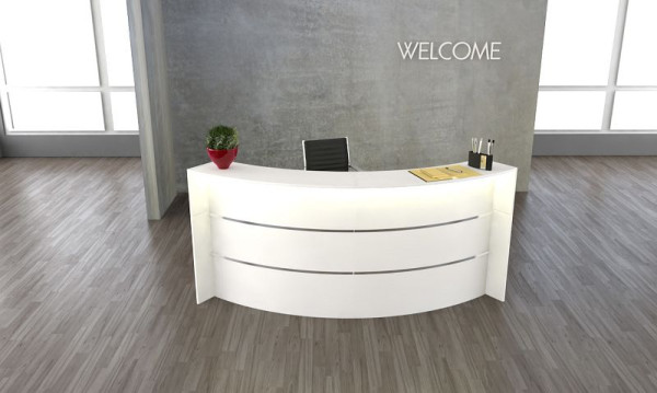 Comptoir incurvé Kerkmann Bari, L 2574 mm x P 1225 mm x H 1120 mm, couleur : blanc, 21354010