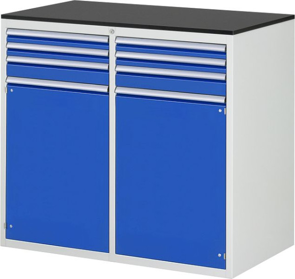 Armoire à tiroirs RAU 7000, 1145x650x1030mm, gauche: 2x60, H90mm, porte battante, droite: tiroir 2x60, H90mm, porte battante, revêtement en résine mélamine, 03-LL7.13.13AM.11