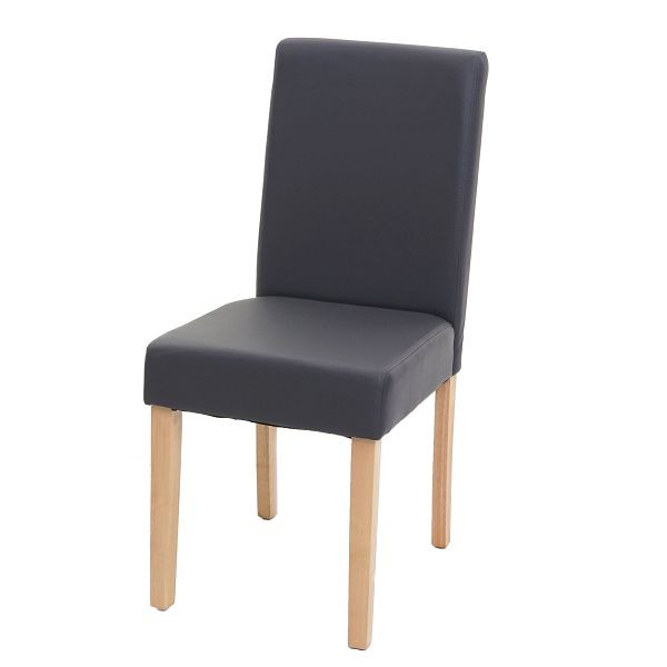 Chaise de salle à manger Mendler Littau, chaise de cuisine, simili cuir, gris mat, pieds légers, 74520