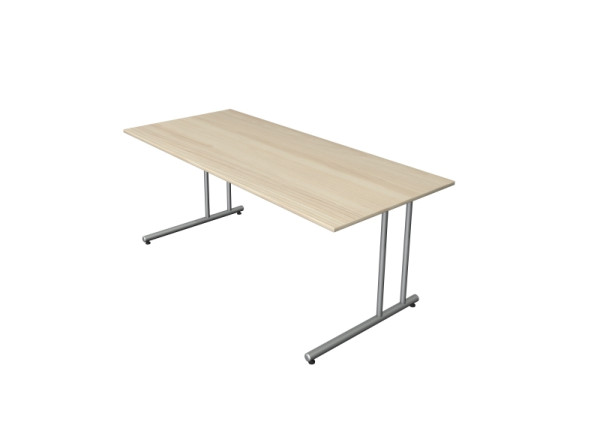 Bureau Kerkmann start-up, L 1800 x P 800 x H 750 mm avec pied en C en aluminium argenté, érable, 11434150