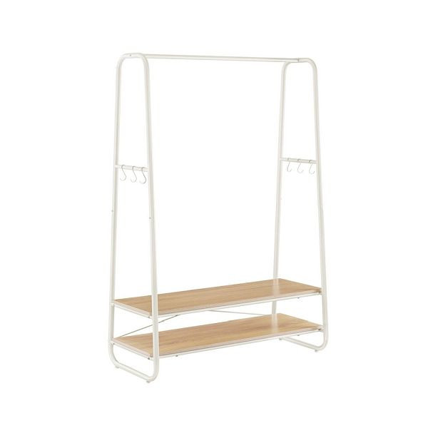 VASAGLE portant à vêtements avec 2 étagères chêne-blanc crème, RGR112W09