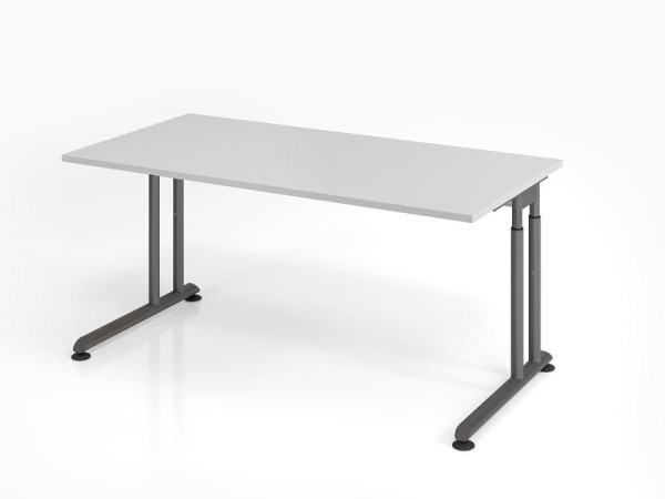 Bureau Hammerbacher ZS16, 160 x 80 cm, plateau : gris, épaisseur 25 mm, chant épais en ABS, forme rectangulaire, graphite, VZS16/5/G