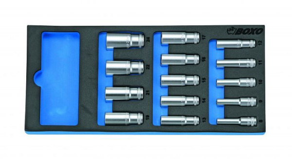 Jeu de clés à douilles hexagonales Boxo 3/8", 14 pièces, UE : 10 pièces, BX016