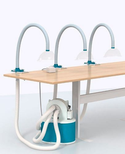 Ventilateur d'extraction DENIOS AV 1500 avec élément filtrant, 3 bras d'extraction, capot sphérique inclus, 241-403