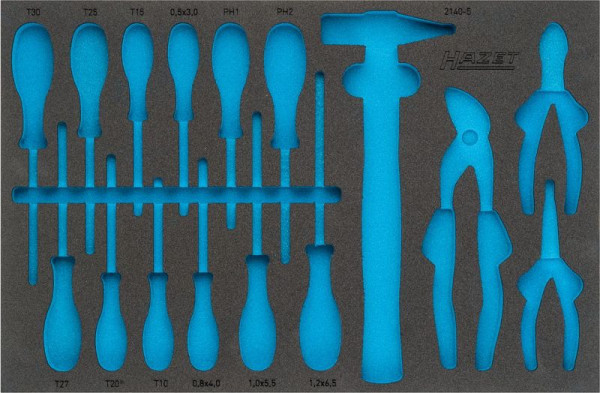 Insert en mousse souple à 2 composants Hazet, pour 163-330/16 Dimensions / longueur : 519 mm x 342 mm Taille du système d'organisation : 3/3 (519 x 342 mm), 163-330L