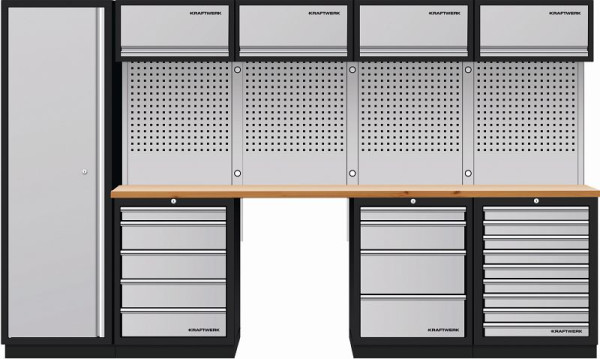 Combinaison Kraftwerk Mobilio 5, armoire haute, 4/5/9 tiroirs, hêtre, 3964K-H5049-K4