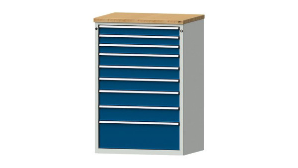 Armoire à tiroirs pour établis ANKE, modèle 4006 V, 915 x 700 x 1320 mm, RAL 7035/5010, BMP 40 mm, 611.311