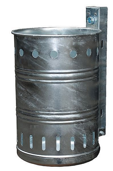 Conteneur à déchets Renner environ 35 L, perforé, pour montage mural et sur poteau, galvanisé à chaud, 7004-00FV